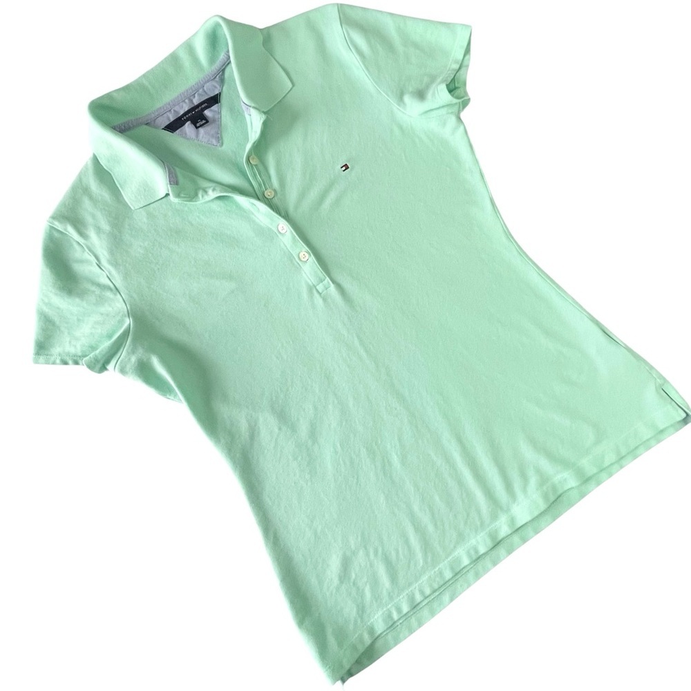 Tommy Hilfiger Green Classic Short Sleeve Collared Pique Polo Pullover SzM - Picture 5 of 10